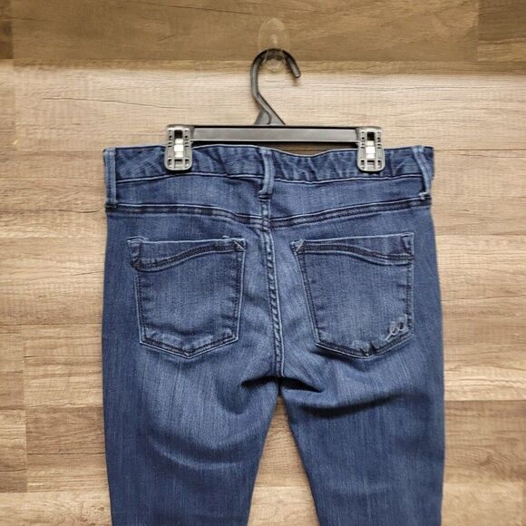 Express Skinny Jeans Blue Medium Wash Womens Size 4‎ Distressed Denim Stretch - Picture 9 of 13